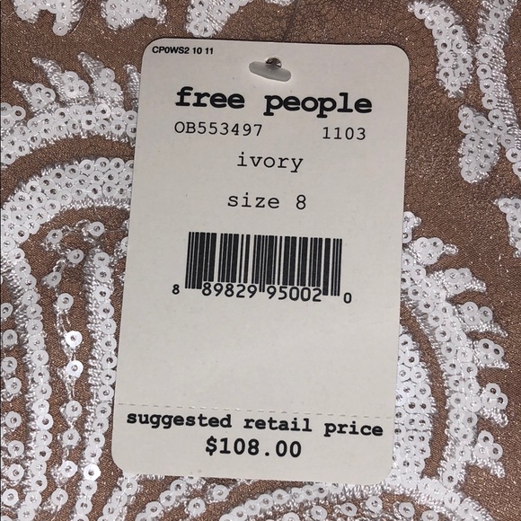 FREE PEOPLE Night Shimmers Mini Dress Ivory - Picture 10 of 10